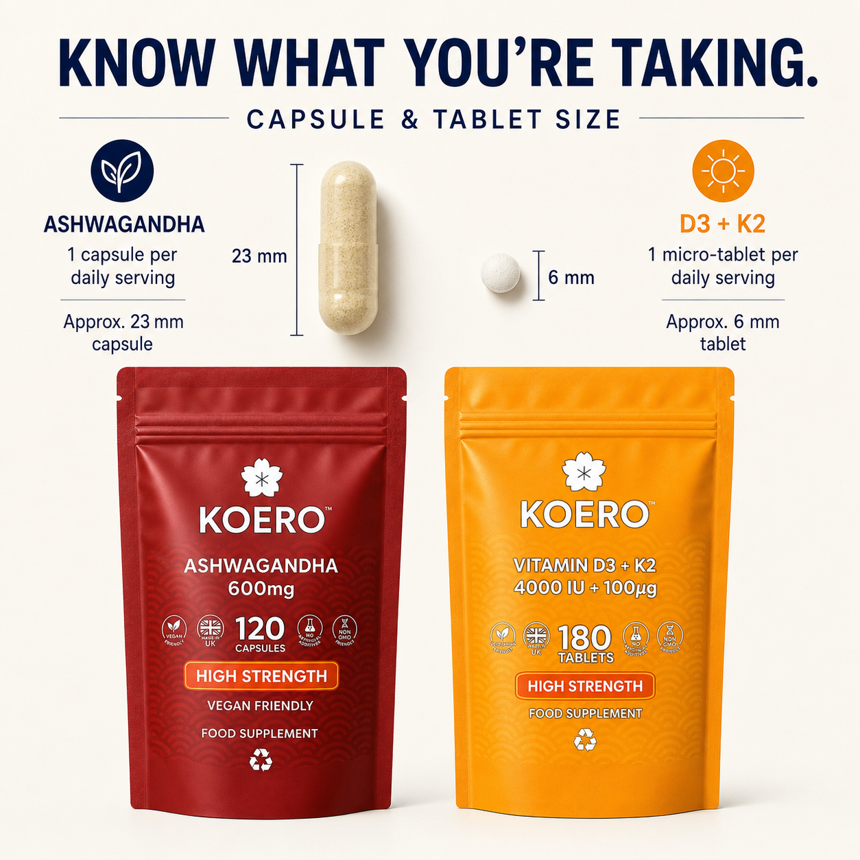 KOERO Ashwagandha + Vitamin D3 & K2 bundle