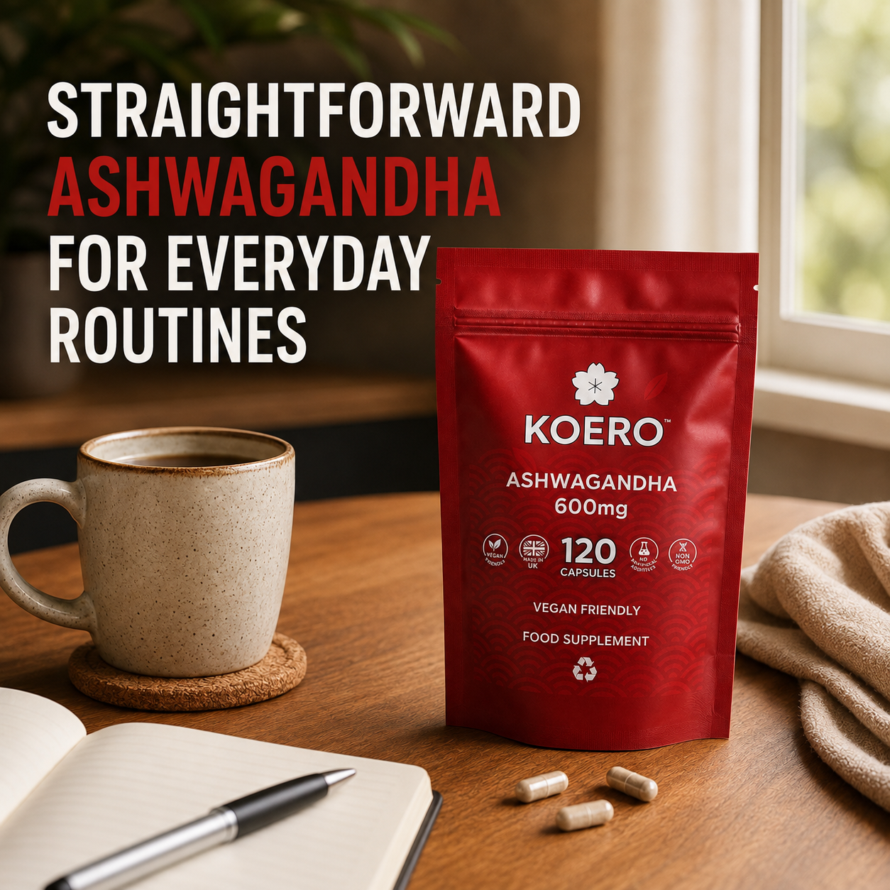 KOERO Ashwagandha Root simple once-daily capsule routine