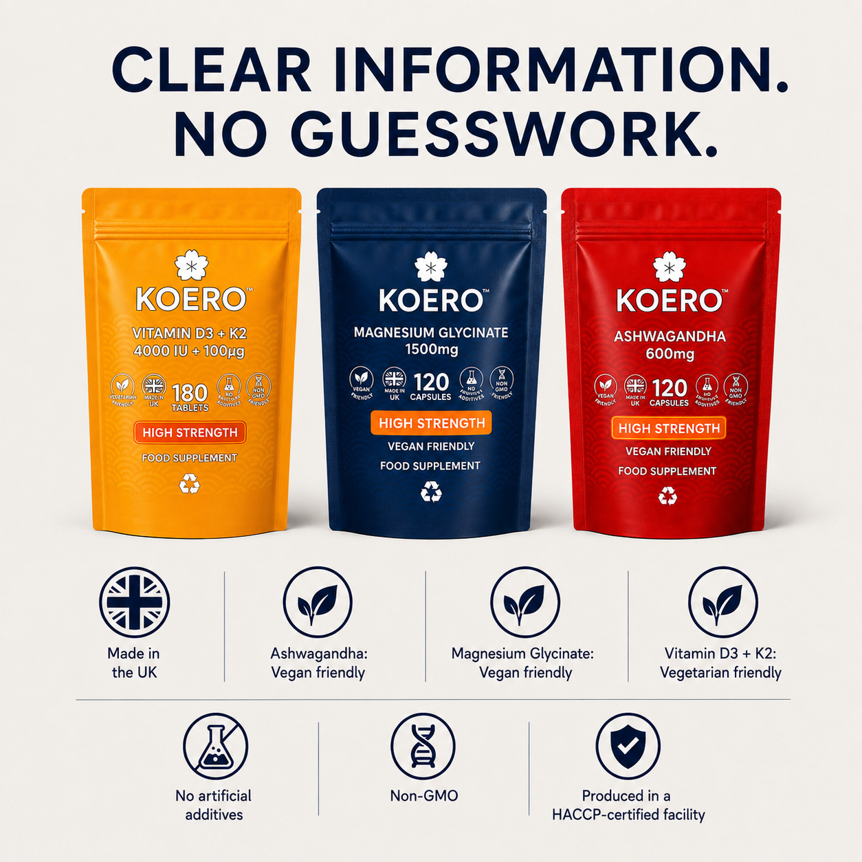 KOERO Complete Stack with Magnesium, Ashwagandha and Vitamin D3 + K2