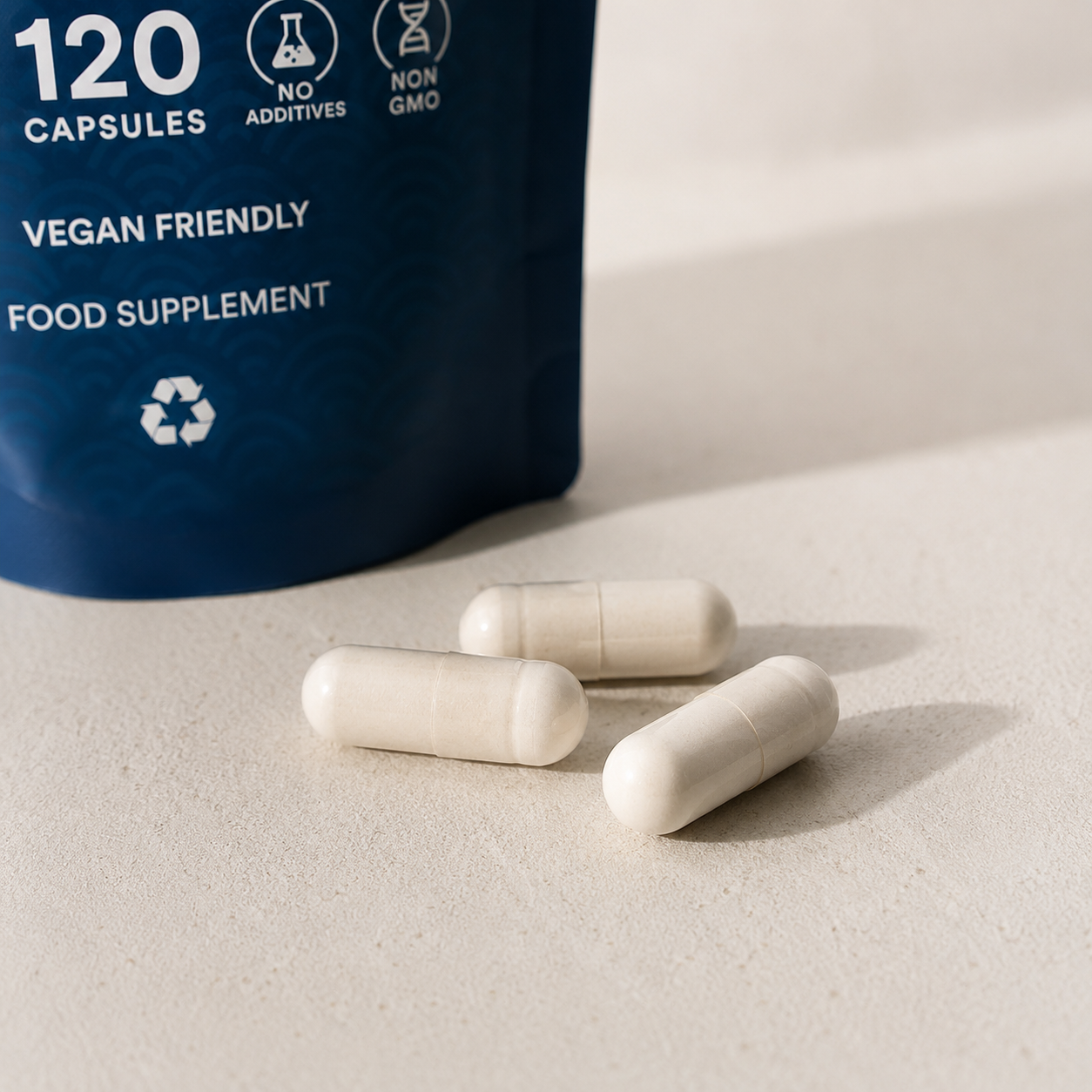 KOERO Magnesium Glycinate capsules and supplement pouch