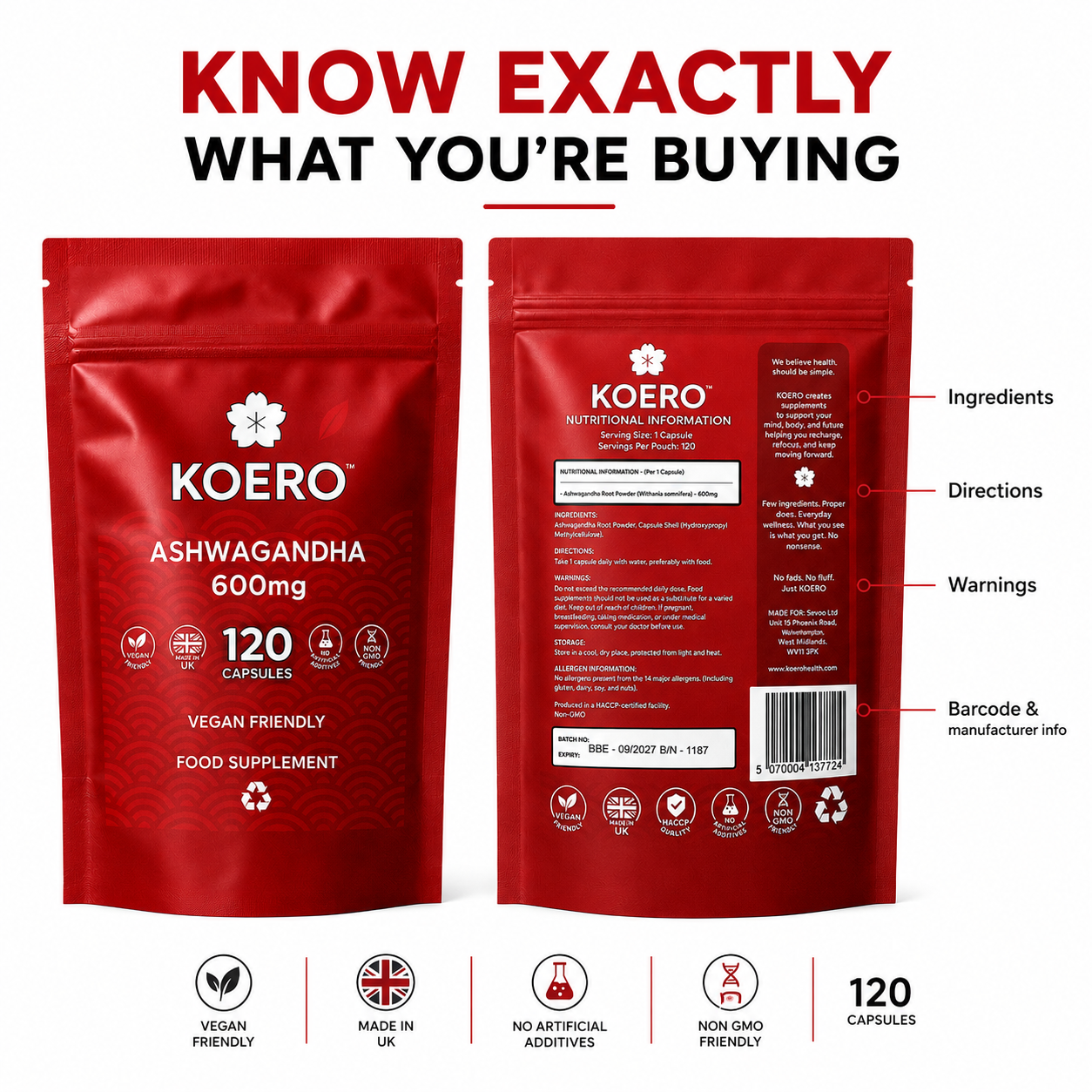 KOERO Ashwagandha Root simple once-daily capsule routine