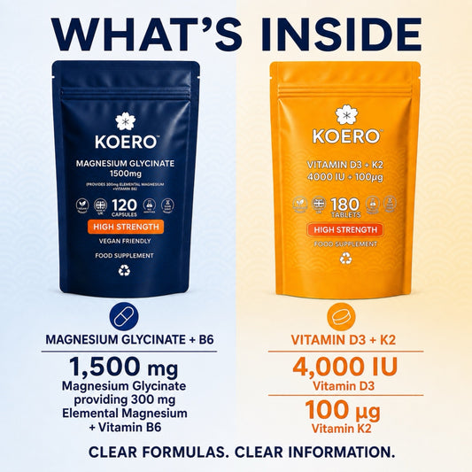 KOERO Magnesium Glycinate + Vitamin D3 & K2 bundle