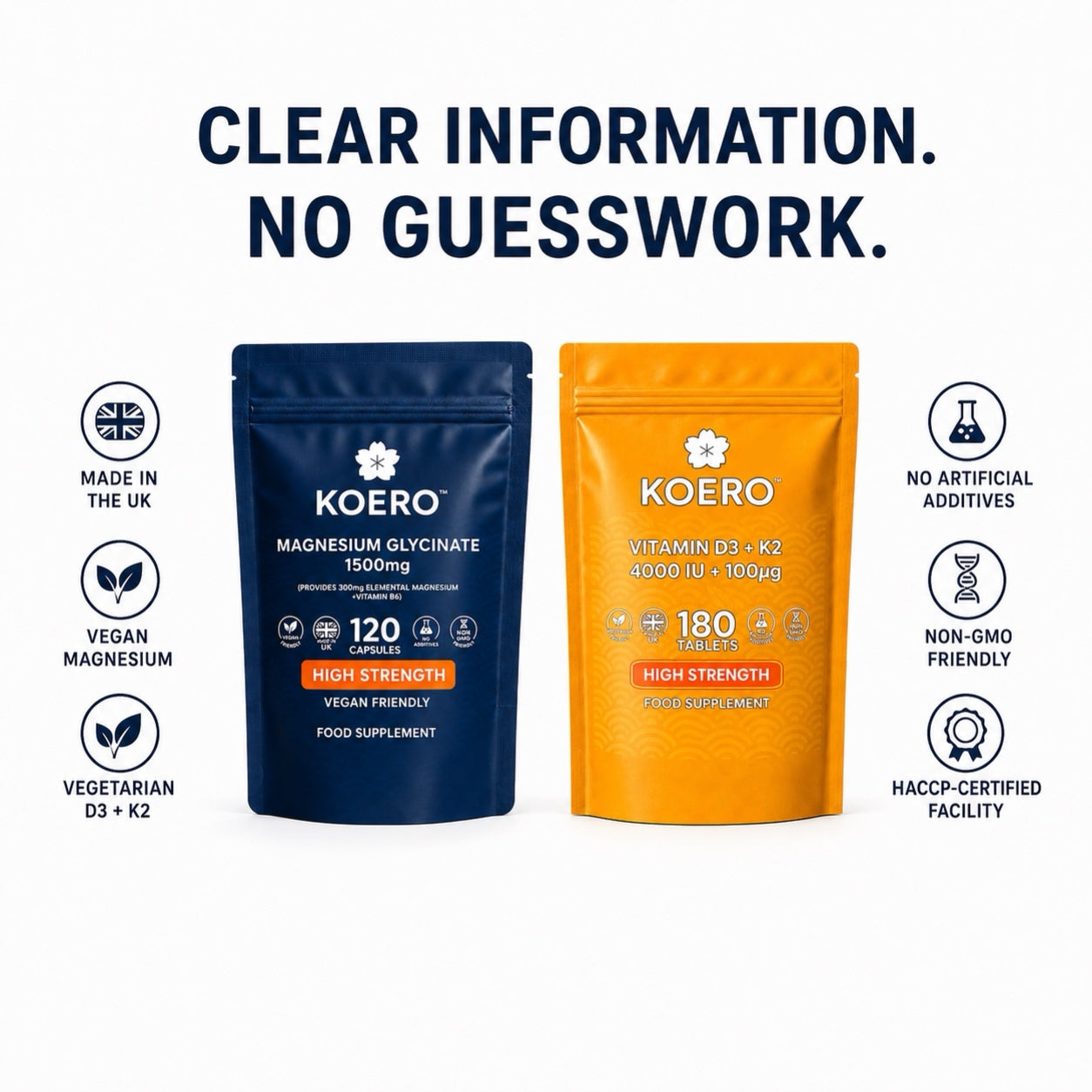 KOERO Magnesium Glycinate + Vitamin D3 & K2 bundle