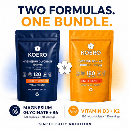 KOERO Magnesium Glycinate + Vitamin D3 & K2 bundle