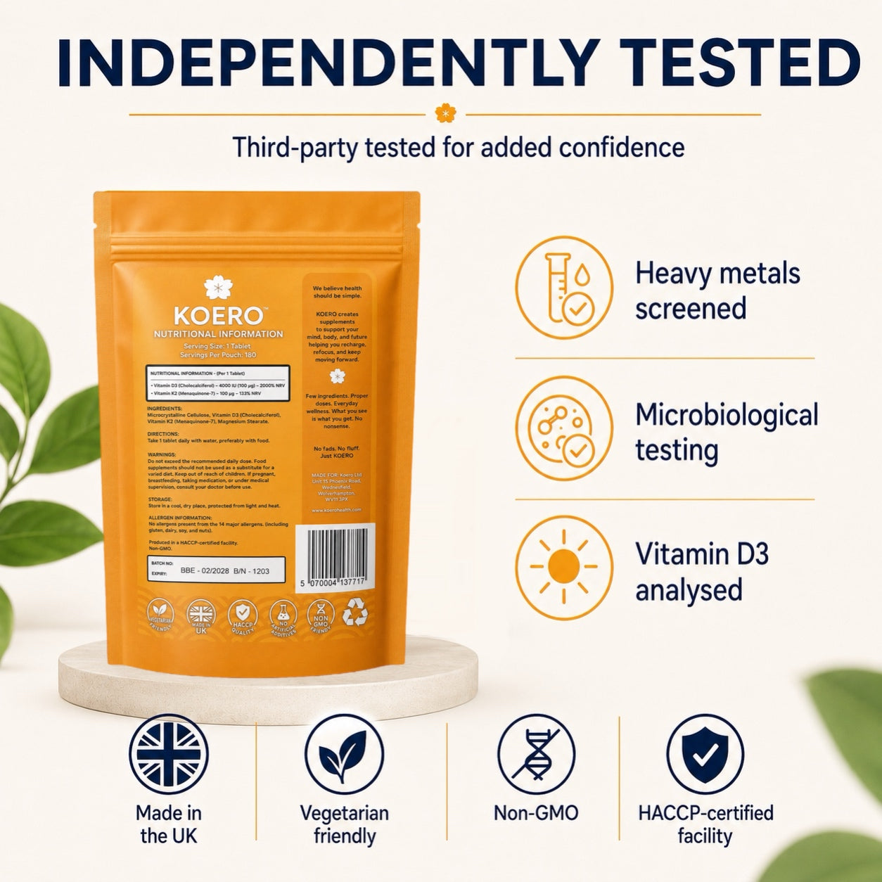 KOERO Vitamin D3 + K2 once-daily supplement routine