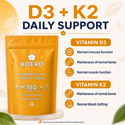 KOERO Vitamin D3 + K2 once-daily supplement routine