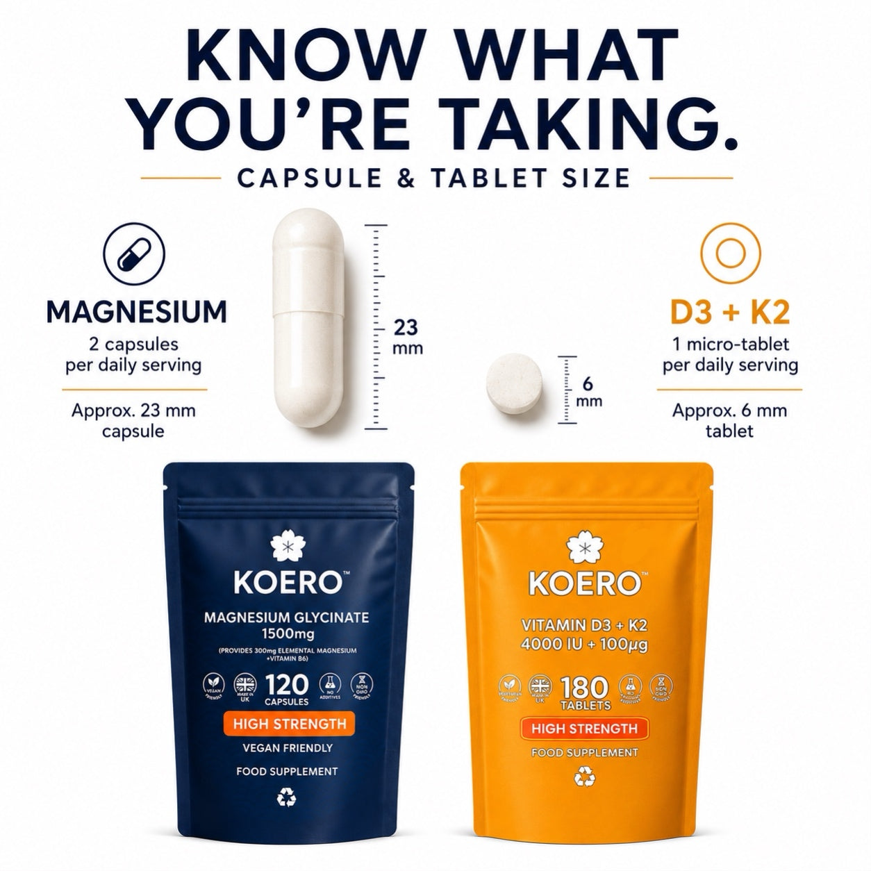 KOERO Magnesium Glycinate + Vitamin D3 & K2 bundle