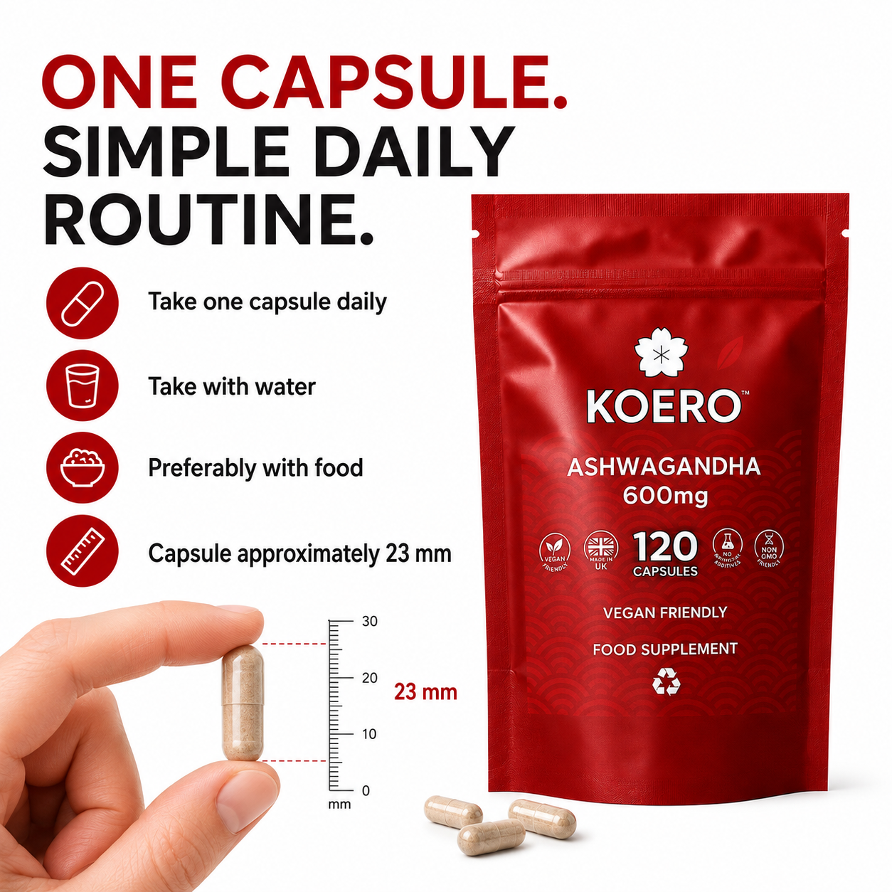 KOERO Ashwagandha Root simple once-daily capsule routine