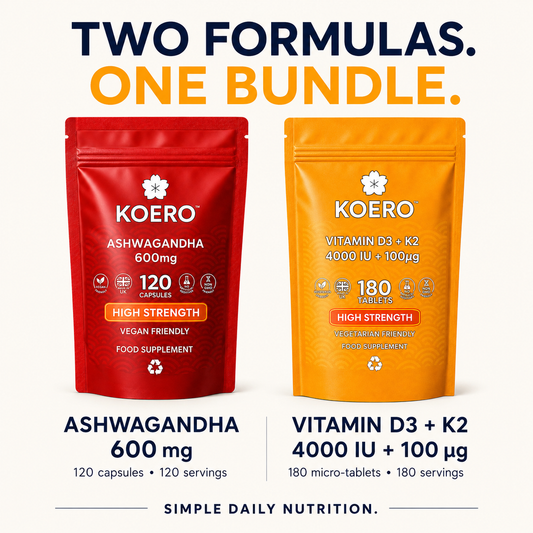 KOERO Ashwagandha + Vitamin D3 & K2 bundle